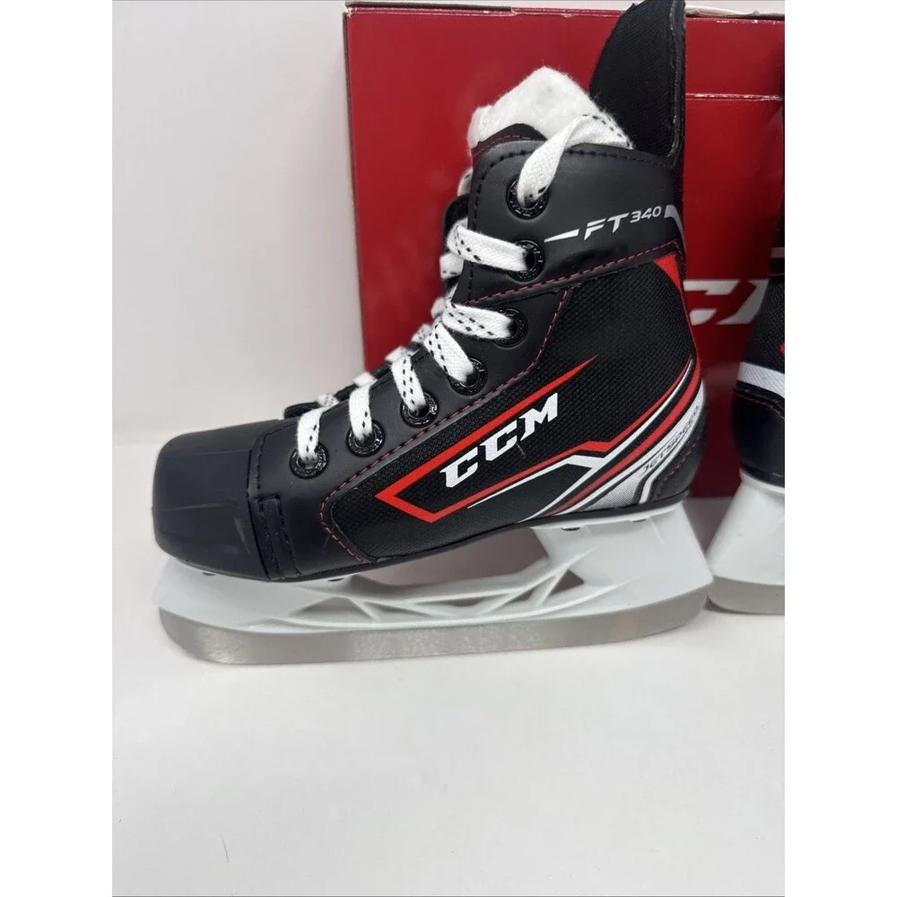 CCM FT340 YOUTH 12 D YT Jet speed Ice Hockey Player Skates BOX NICE Red Black